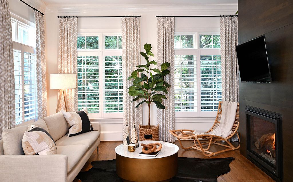 A dark background can camouflage a large flat screen TV.